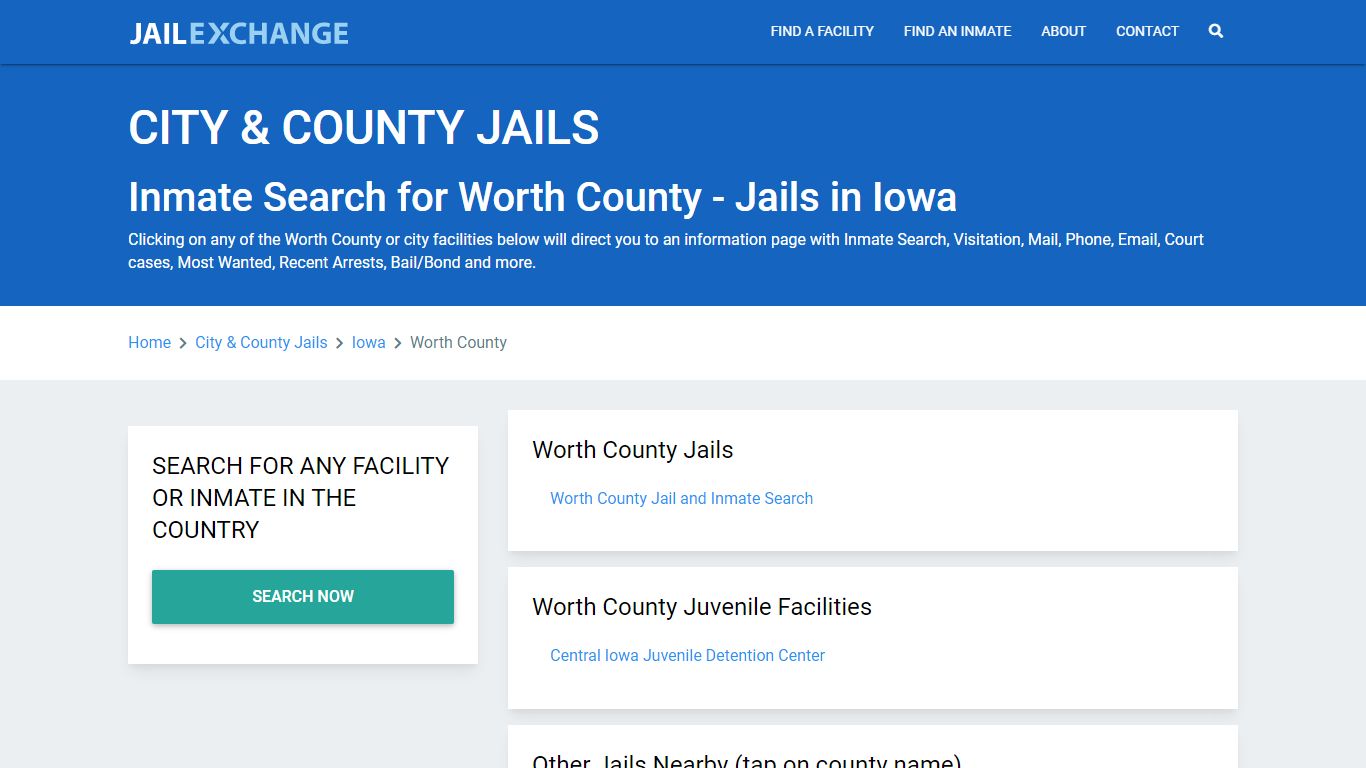 Inmate Search for Worth County | Jails in Iowa - Jail Exchange