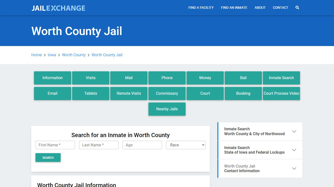 Worth County Jail Roster Lookup, IA, Inmate Search